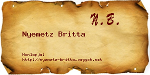 Nyemetz Britta névjegykártya